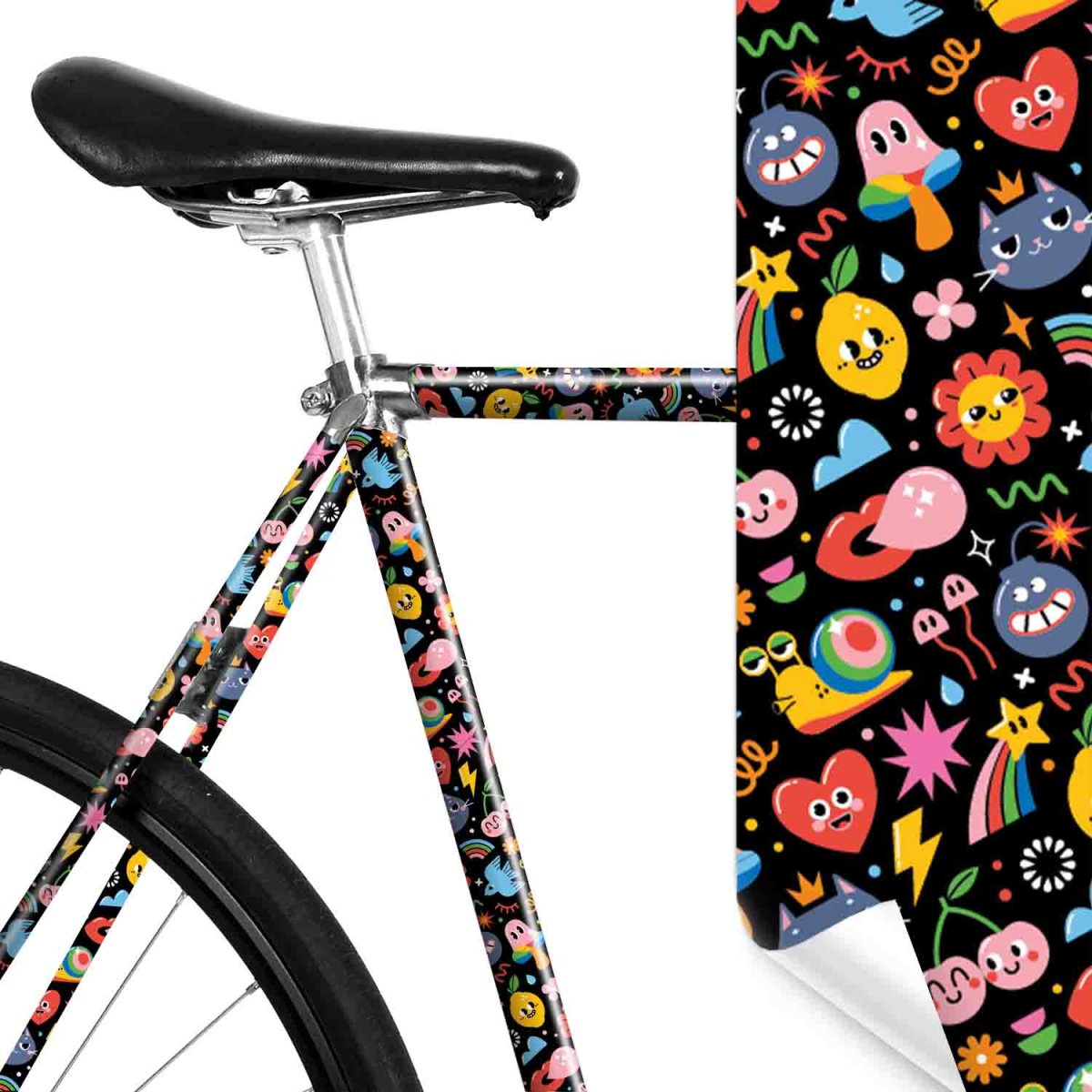 Muster Funny Peace - Regenbogen Comic Fahrradfolie – Bild 2